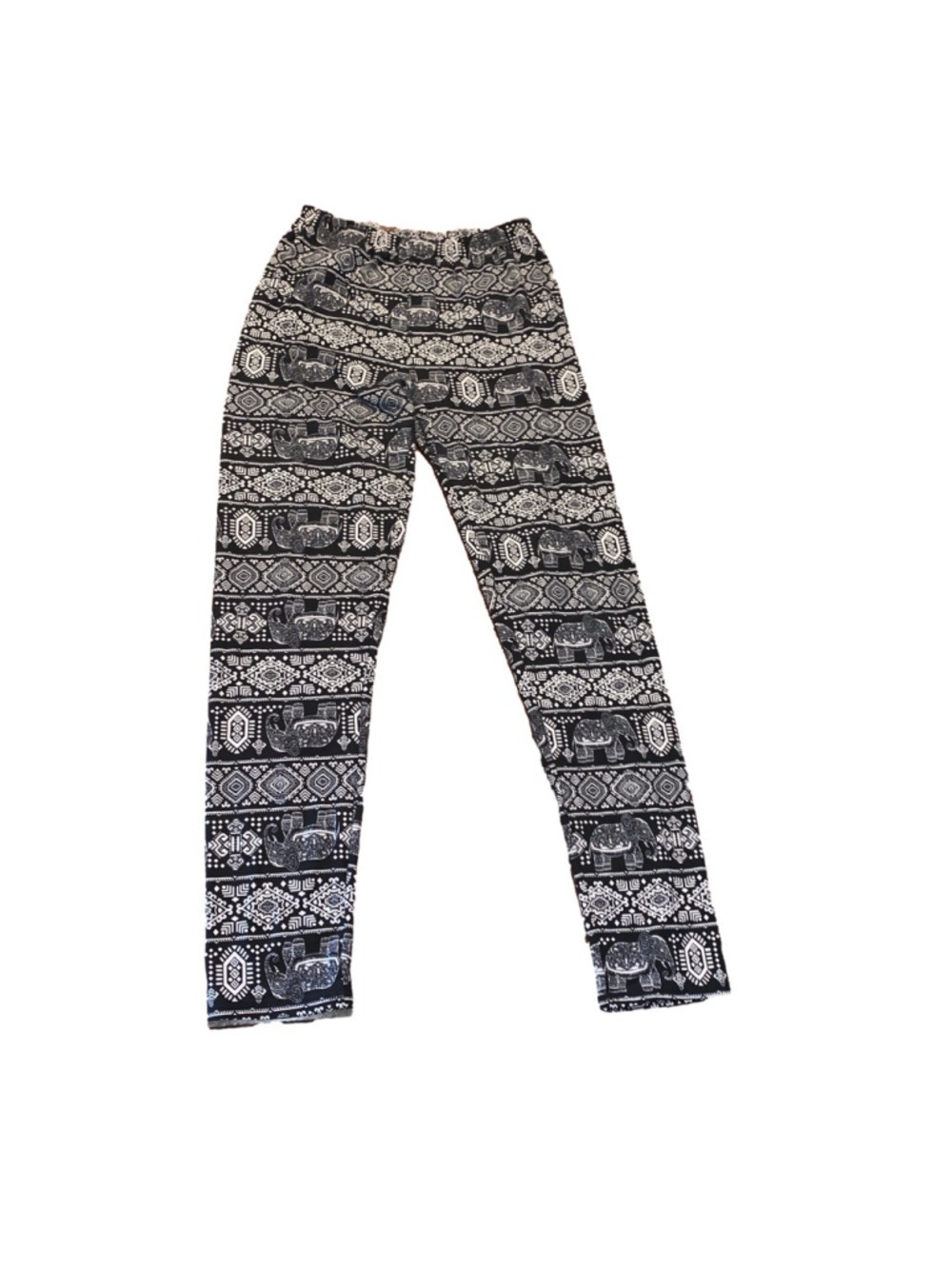 Women's Kathy One Size Black White Elephant Print Leggings